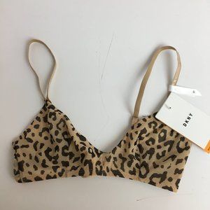 Dkny Logo Mesh  Leopard Print Wire-Free Bralette